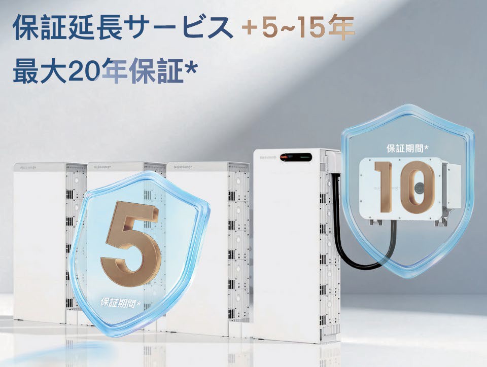 保証延長サービス+5～15年 最大20年保証